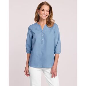 NEW Light Blue Sz Large Casual Wear Lightweight Pintuck Henley Shirt BLAIR